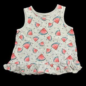 👣 10/$30 - Grey Watermelon Print Tank Top W/ Ruffle Hem